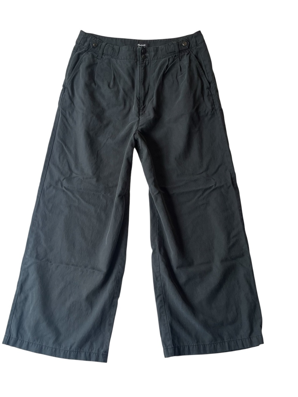 Madewell Harlow wide leg pants 14 Black Pleated Linen Cotton Lyocell High rise